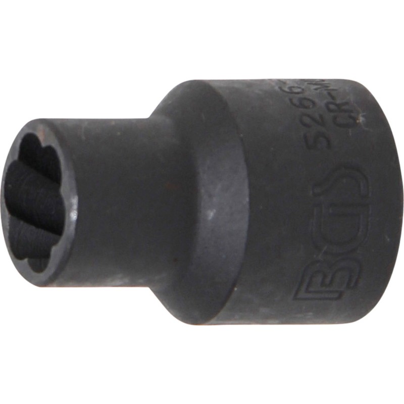 BGS Spiral-Profil-Steckschlüssel-Einsatz / Schraubenausdreher - Antrieb Innenvierkant 125 mm 1/2 - SW 11 mm - 5266-11