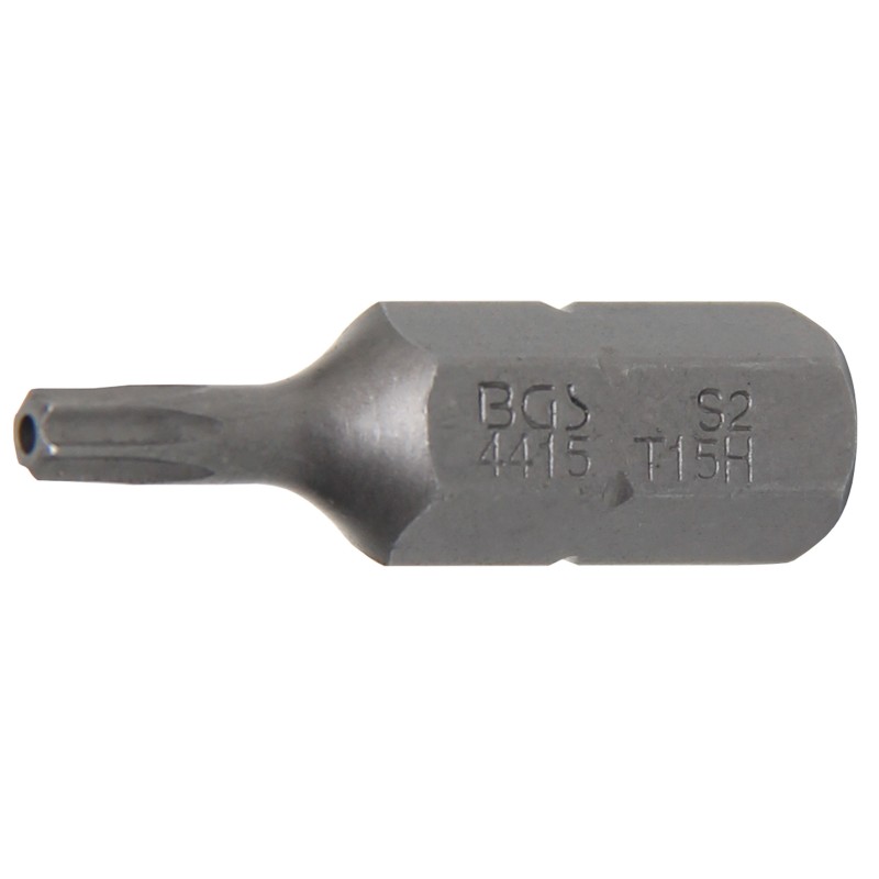 BGS Bit - Antrieb Auensechskant 8 mm 5/16 - T-Profil für Torx mit Bohrung T15 - 4415