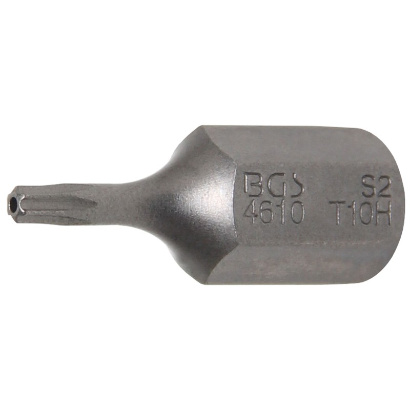 BGS Bit - Antrieb Auensechskant 10 mm 3/8 - T-Profil für Torx mit Bohrung T10 - 4610