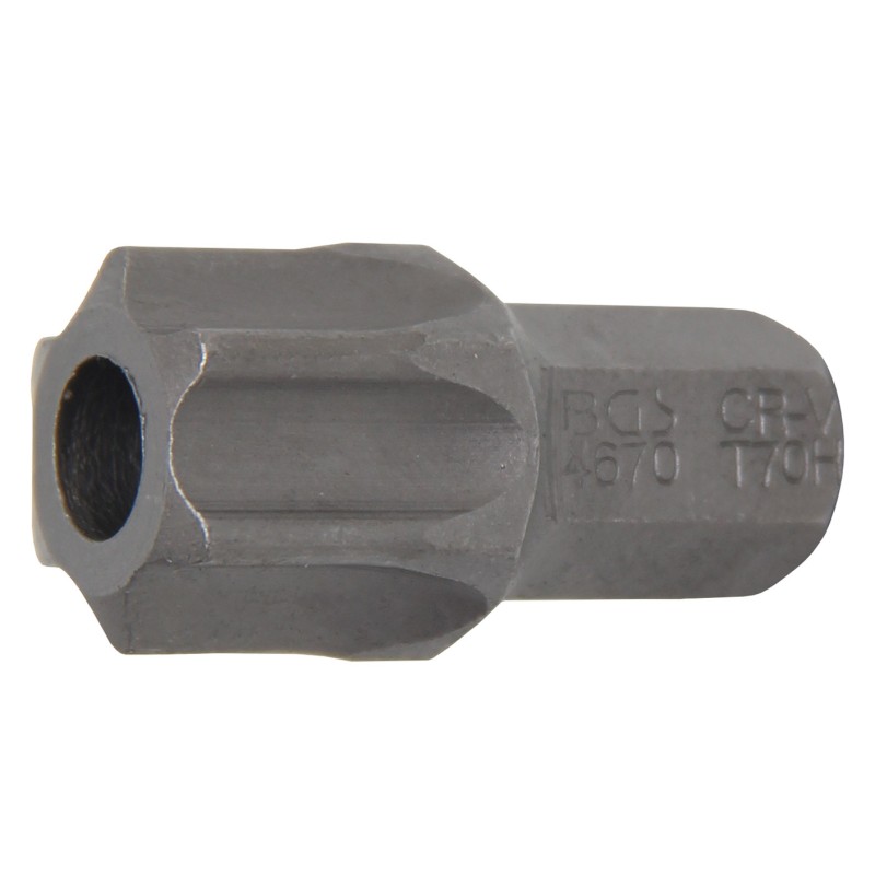 BGS Bit - Antrieb Auensechskant 10 mm 3/8 - T-Profil für Torx mit Bohrung T70 - 4670