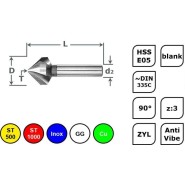 SPPW Kegelsenker Anti Vibration HSS-E05 DIN 335 90 blank 40.0 mm 1 Stück - 04-615129