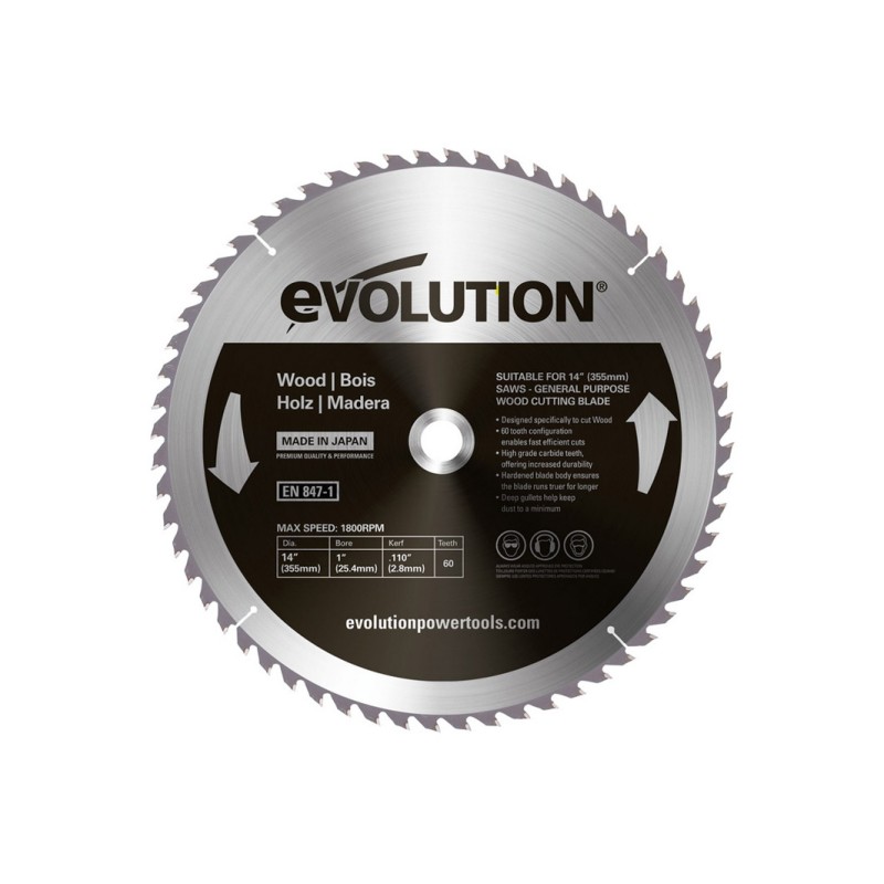 Evolution Kreissägeblatt für Holz 355mm - GW355TCT-60
