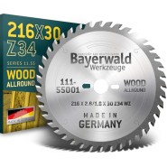 Bayerwald HM Kreissägeblatt - 216 x 2.6/1.6 x 30mm,  Z34 WZ pos. für Tischkreissägen - 111-55001_118918