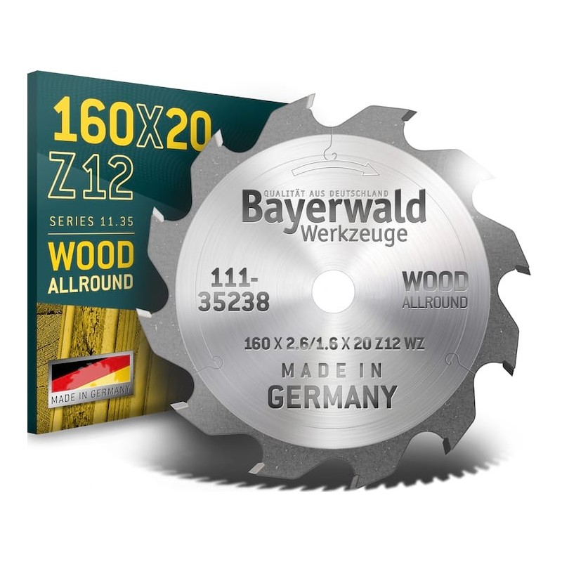 Bayerwald 111-35238 HM Kreissägeblatt - 160 x 2.6/1.6 x 20 Z12 WZ