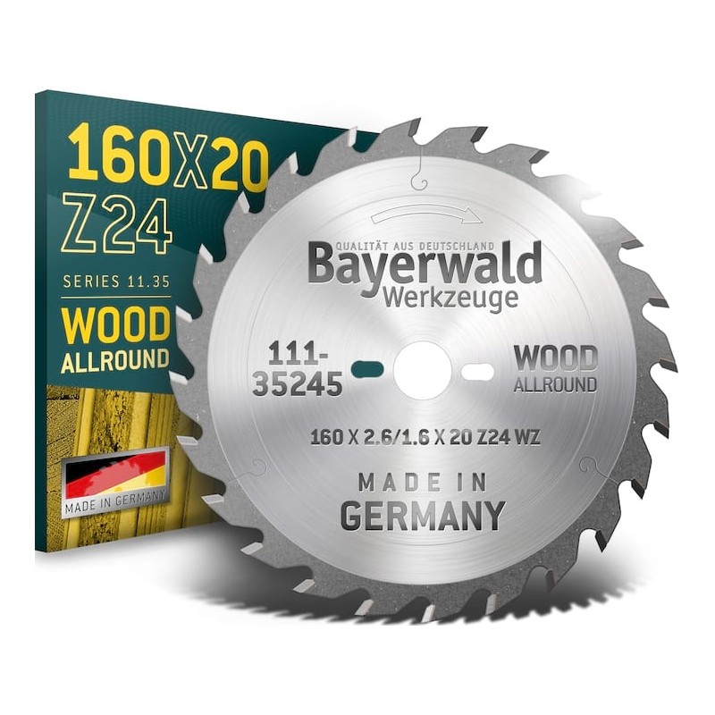 Bayerwald 111-35245 HM Kreissägeblatt - 160 x 2.6/1.6 x 20 Z24 WZ