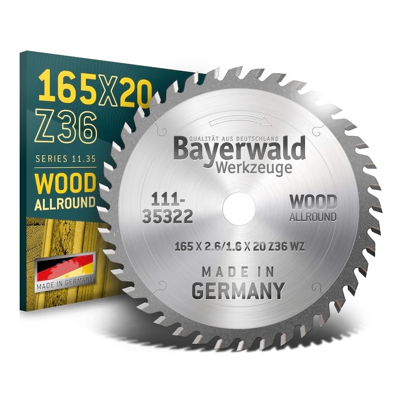 Bayerwald HM Kreissägeblatt - 165 x 2.6/1.6 x 20 mm Z36 WZ - 111-35322