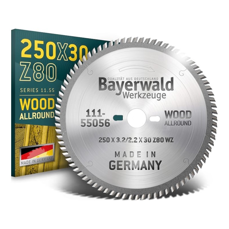Bayerwald 111-55056 HM Kreissägeblatt - 250 x 3.2/2.2 x 30 Z80 WZ VW