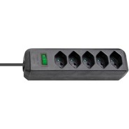 Brennenstuhl Eco-Line Steckdosenleiste mit Schalter 5-fach schwarz 2m H05VV-F 3G10 CH  - Art.-Nr: 1158002