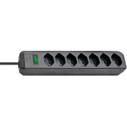 Brennenstuhl Eco-Line Steckdosenleiste mit Schalter 7-fach schwarz 2m H05VV-F 3G10 CH - Art.-Nr: 1158922