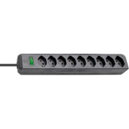 Brennenstuhl Eco-Line Steckdosenleiste mit Schalter 9-fach schwarz 2m H05VV-F 3G10 CH  - Art.-Nr: 1158222