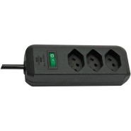 Brennenstuhl Eco-Line Steckdosenleiste mit Schalter 3-fach schwarz 1.5m H05VV-F 3G10 CH - Art.-Nr: 1158622