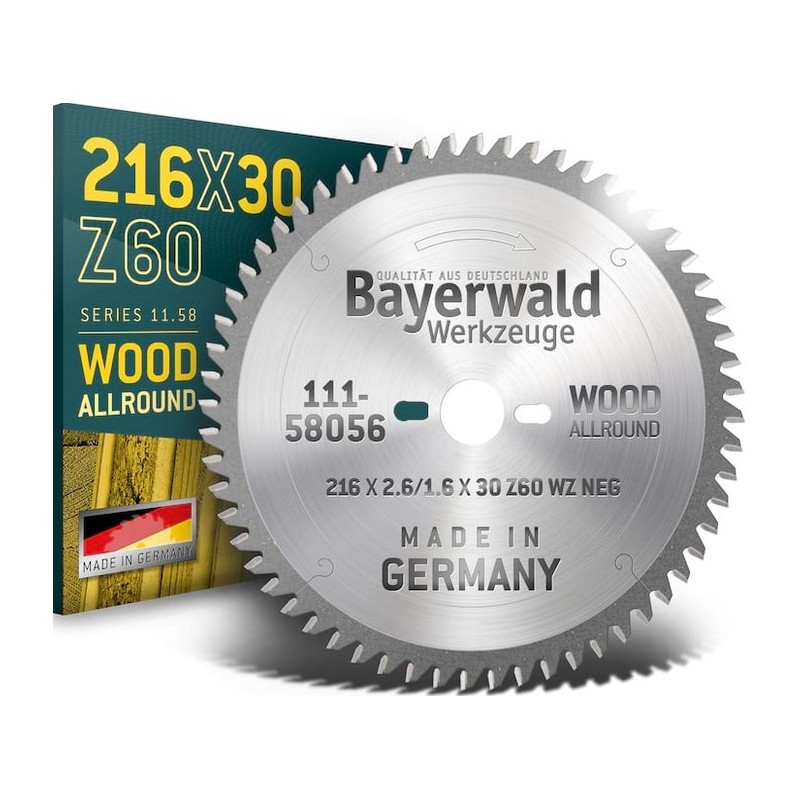 Bayerwald HM Kreissägeblatt - 216 x 26 x 30 mm Z60 WZ negativ - 111-58056