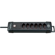 Premium-Line Steckdosenleiste ohne Schalter 6-fach schwarz 3m H05VV-F 3G1,5 *CH* 5112026_16326