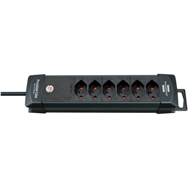 Premium-Line Steckdosenleiste ohne Schalter 6-fach schwarz 3m H05VV-F 3G15 CH 5112026