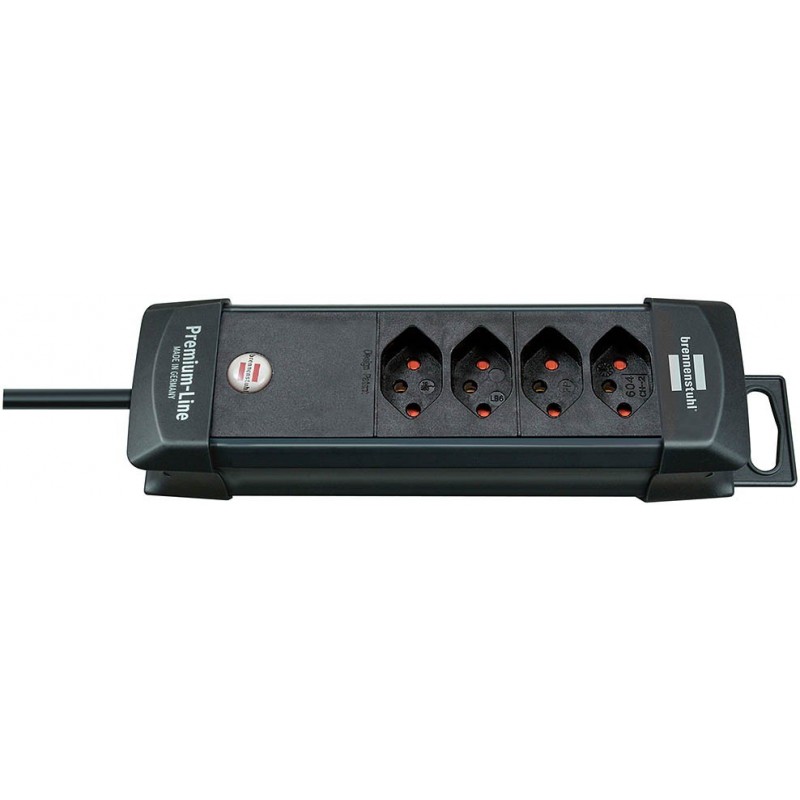 Premium-Line Steckdosenleiste ohne Schalter 4-fach schwarz 5m H05VV-F 3G10 CH 6002024
