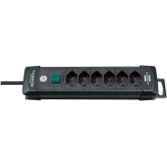 Brennenstuhl Premium-Line Steckdosenleiste 6-fach schwarz 3m H05VV-F 3G15 CH - Art.-Nr: 6112016