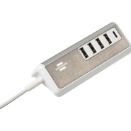 Brennenstuhl Estilo Mehrfach USB Ladegerät USB Ladestation 4x USB-A und 1x USB C Power Delivery Ladebuchse - 1508230