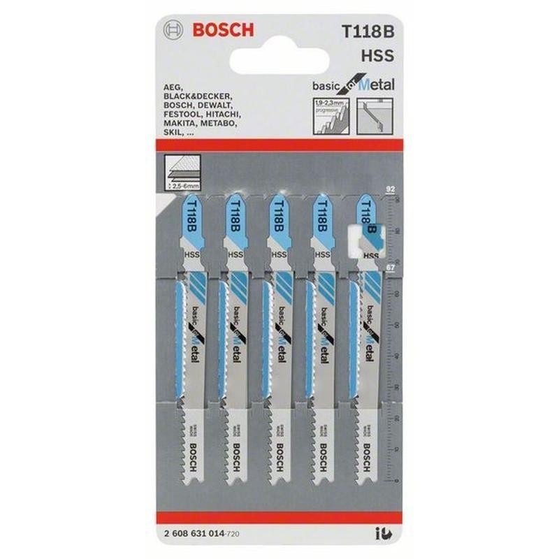 Bosch T 118 B Stichsägeblätter 5 Stück HSS für Metall 2.5-6mm - 2608631014