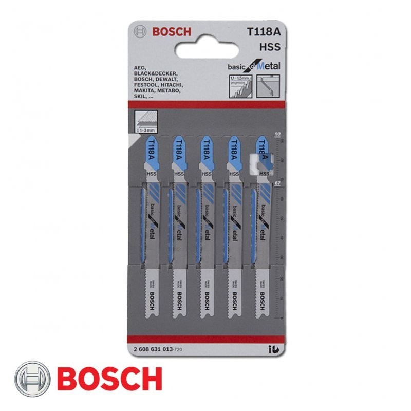 Bosch T 118 A Stichsägeblätter 5 Stück HSS für Metall 1-3mm - 2608631013