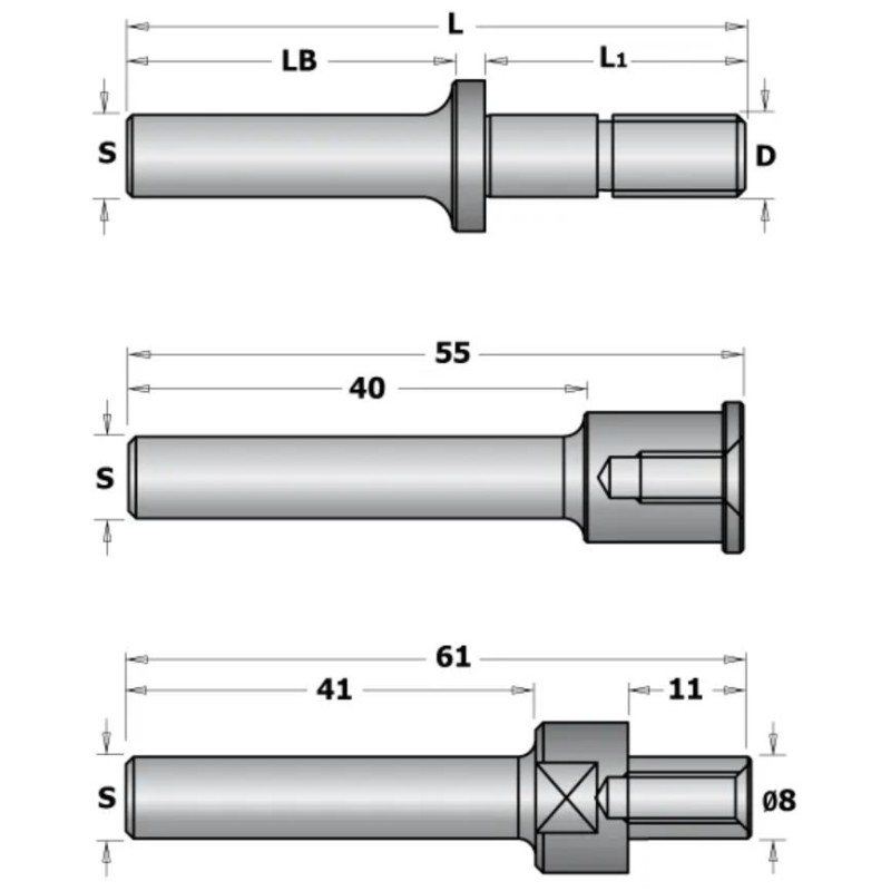 CMT C924 Aufnahmedorne für Schlitzfräser 822 - S 12 D M8 L1 2975 - C92413100