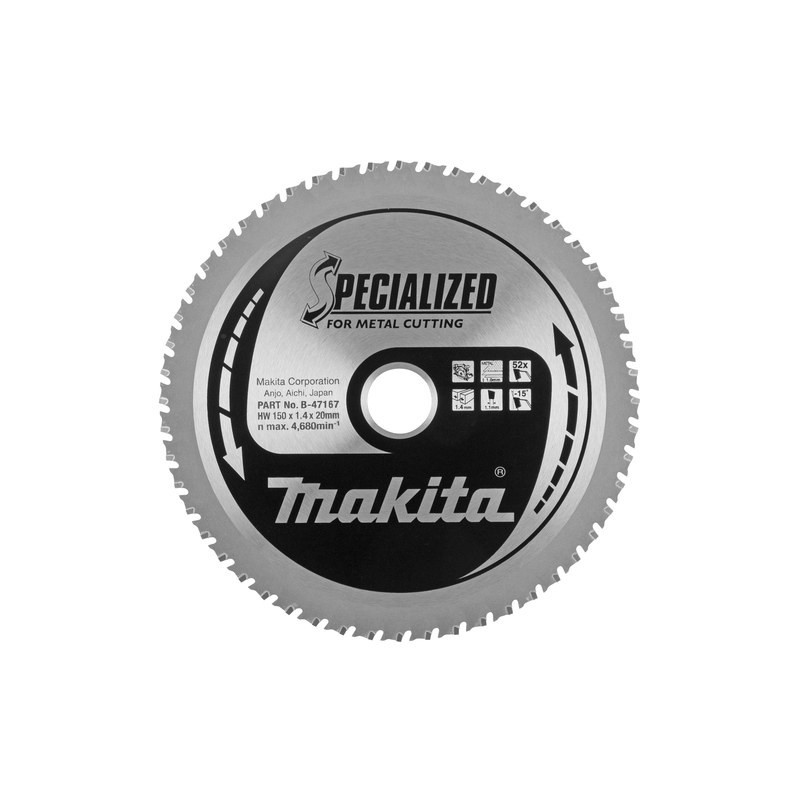 Makita B-47167 HM-Kreissägeblatt f. dünne Bleche 150 x 20mm x 52Z
