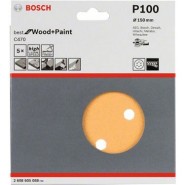 Bosch Schleifblatt C470 für Exzenterschleifer, 150 mm, K100, 6 Löcher, Klett, 5er-Pack - 2608605088_53226