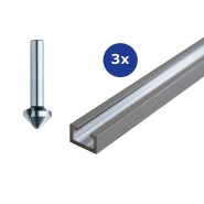 Sauter 3x Aluminium-Profilschiene 1000 mm & Kegelsenker Set - SET-3X1000-ELOX_63395