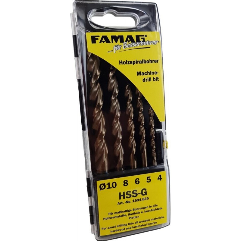 Famag Premium Holzspiralbohrer Satz HSS-G 5-tlg. D: 4-10mm - FA-159484500