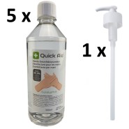 Quick Aid Hand-Desinfektionsmittel 500ml - 5 Flaschen inkl. 1 Dosierpumpe_70830