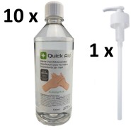 Quick Aid Hand-Desinfektionsmittel 500ml - 10 Flaschen inkl. 1 Dosierpumpe