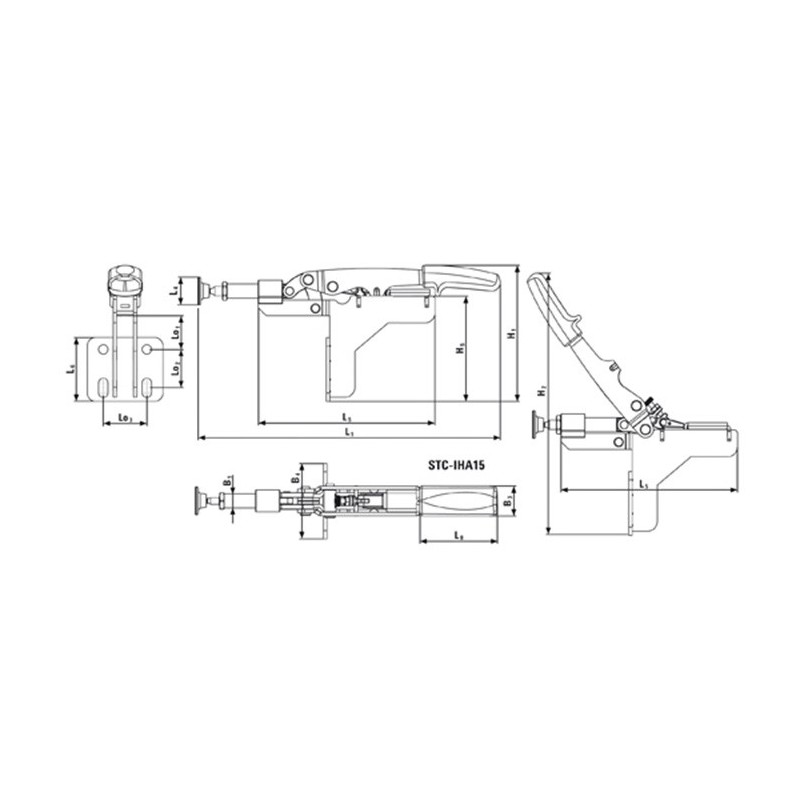 Bessey Schubstangenspanner 10 mm mit abgewinkelter Grundplatte - BE-STC-IHA15