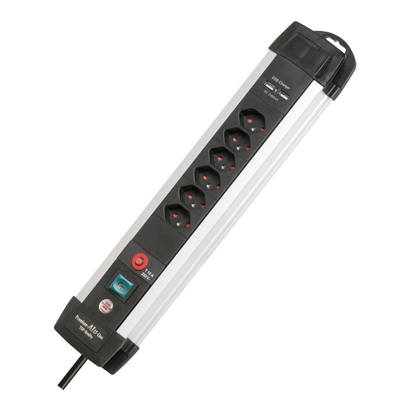 Brennenstuhl Bremounta Steckdosenleiste mit USB-Ladefunktion 5fach weiß 3m H05VV