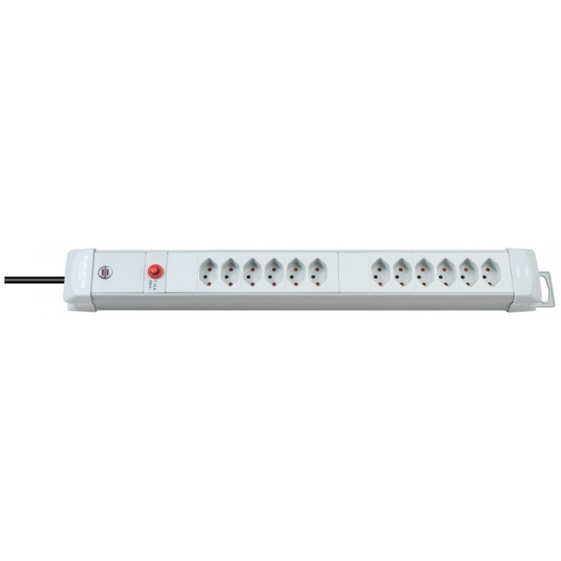Brennenstuhl Premium-Line Steckdosenleiste ohne Schalter 12-fach lichtgrau 3m H05VV-F 3G15 CH - 8552022