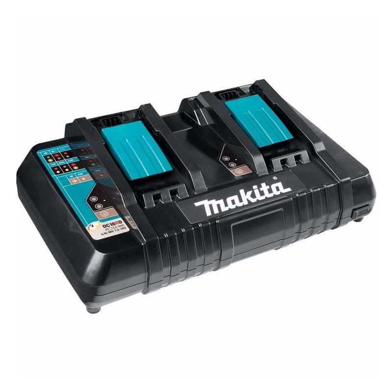 2 BL1830 Batteries USB 230v Makita DC18RD LXT twin port rapid charger 
