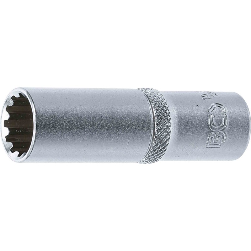 BGS Steckschlüssel-Einsatz Gear Lock tief - Antrieb Innenvierkant 10 mm 3/8 - SW 13 mm - 10353